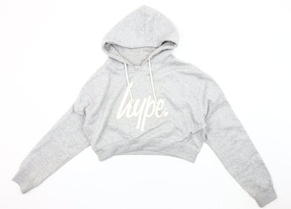 Hype Women's Grey Hoodie, Size 12, Logo Design, Casual