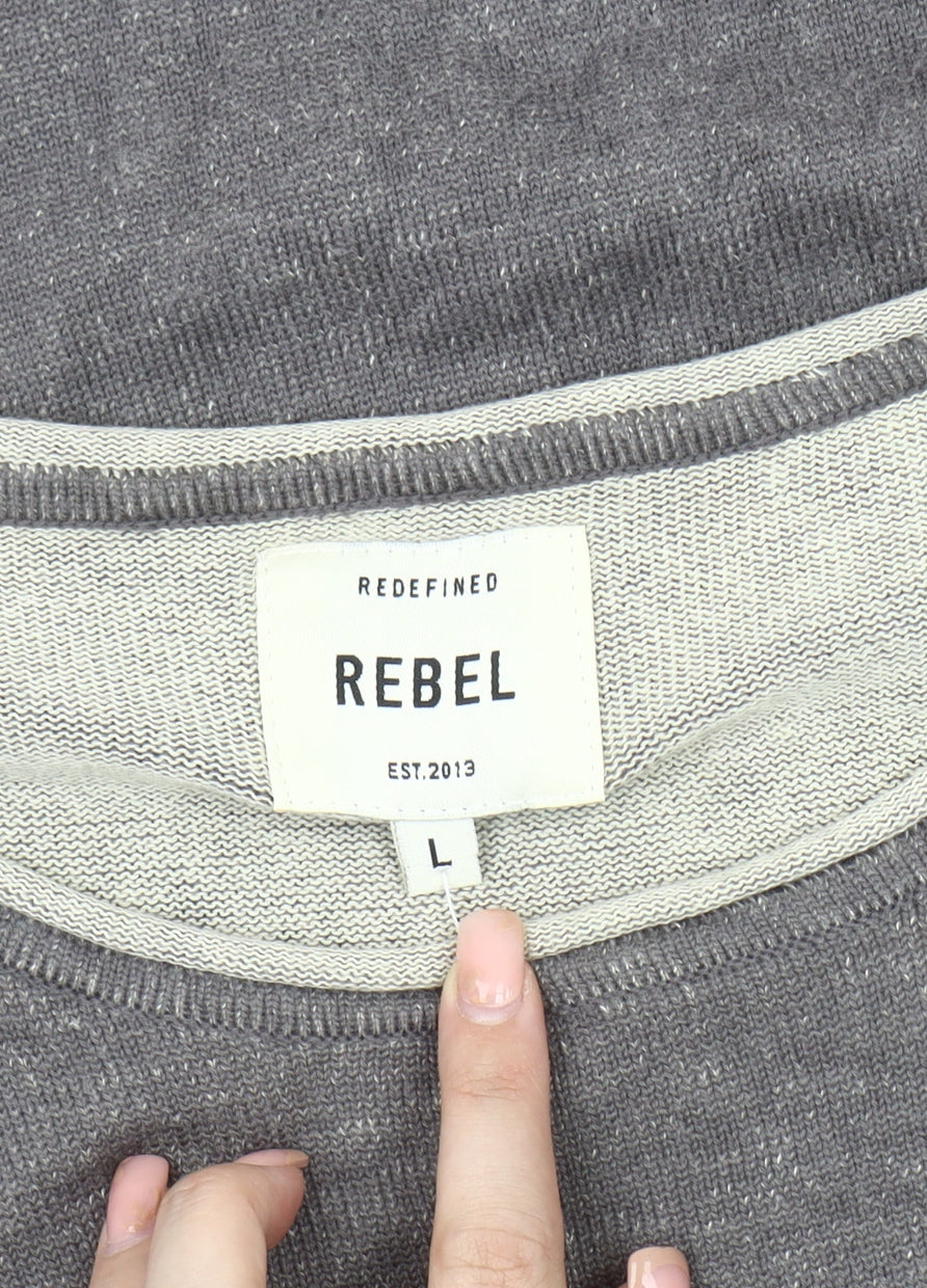 REBEL Men's Grey L Pullover Jumper, Autumn-Winter