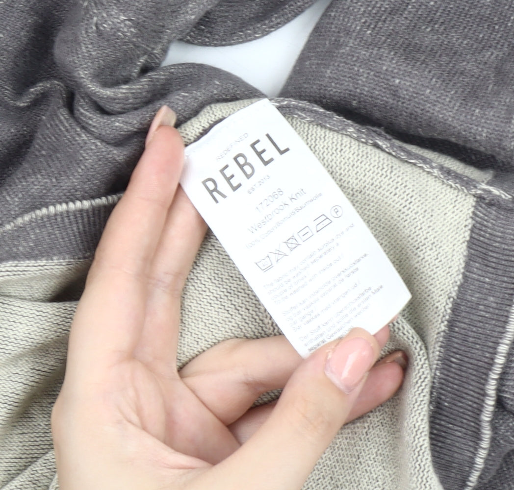 REBEL Men's Grey L Pullover Jumper, Autumn-Winter