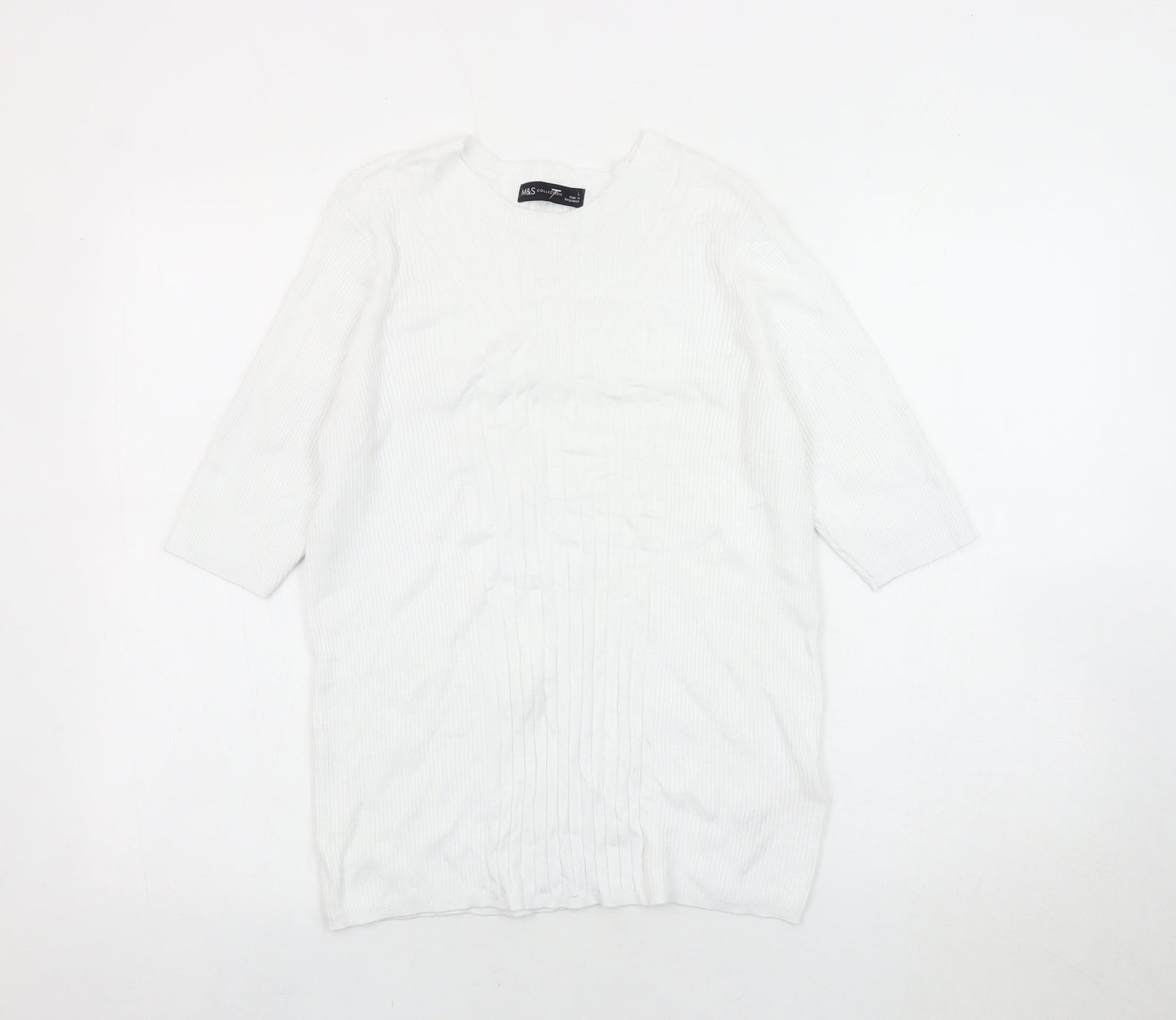 Womens UK Size L Marks and Spencer White Basic T-Shirt