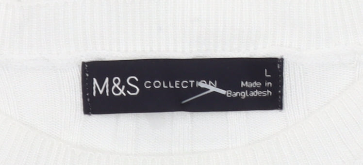 Womens UK Size L Marks and Spencer White Basic T-Shirt