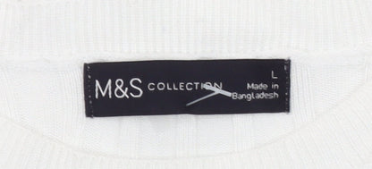 Womens UK Size L Marks and Spencer White Basic T-Shirt