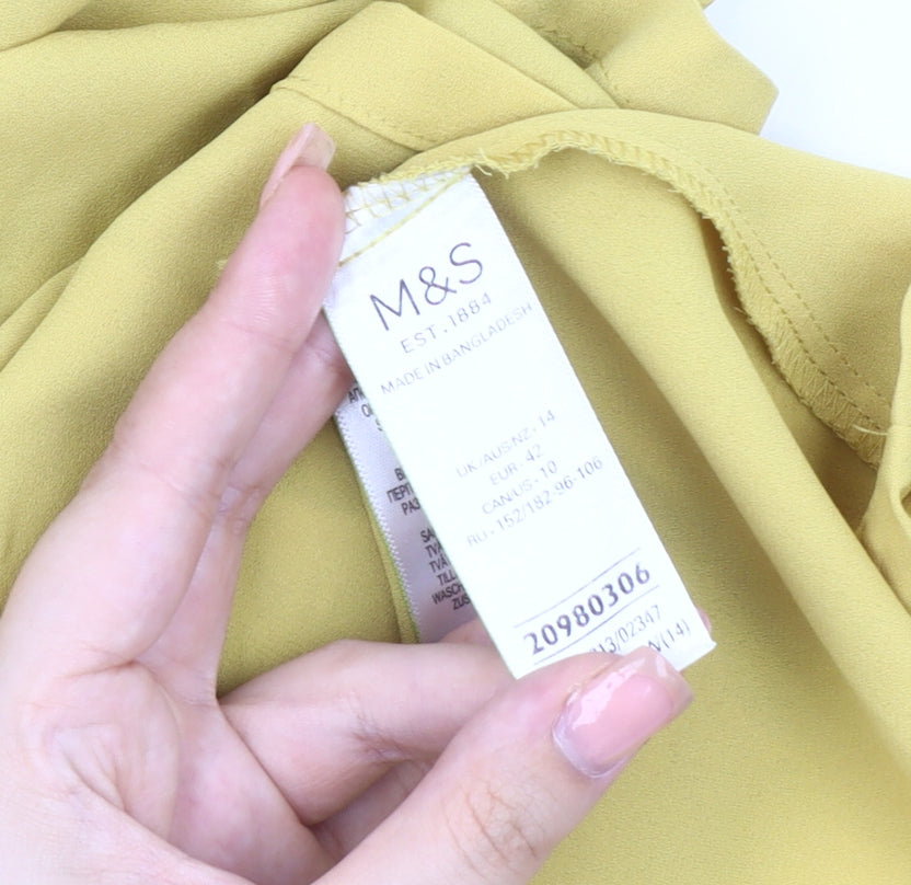 Womens UK Size 14 Marks and Spencer Yellow Basic Blouse