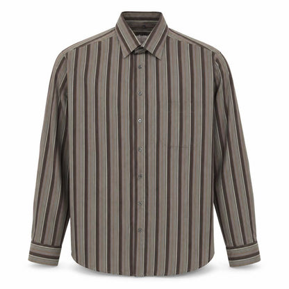 Authentic Men's Brown Striped Long Sleeve Shirt L