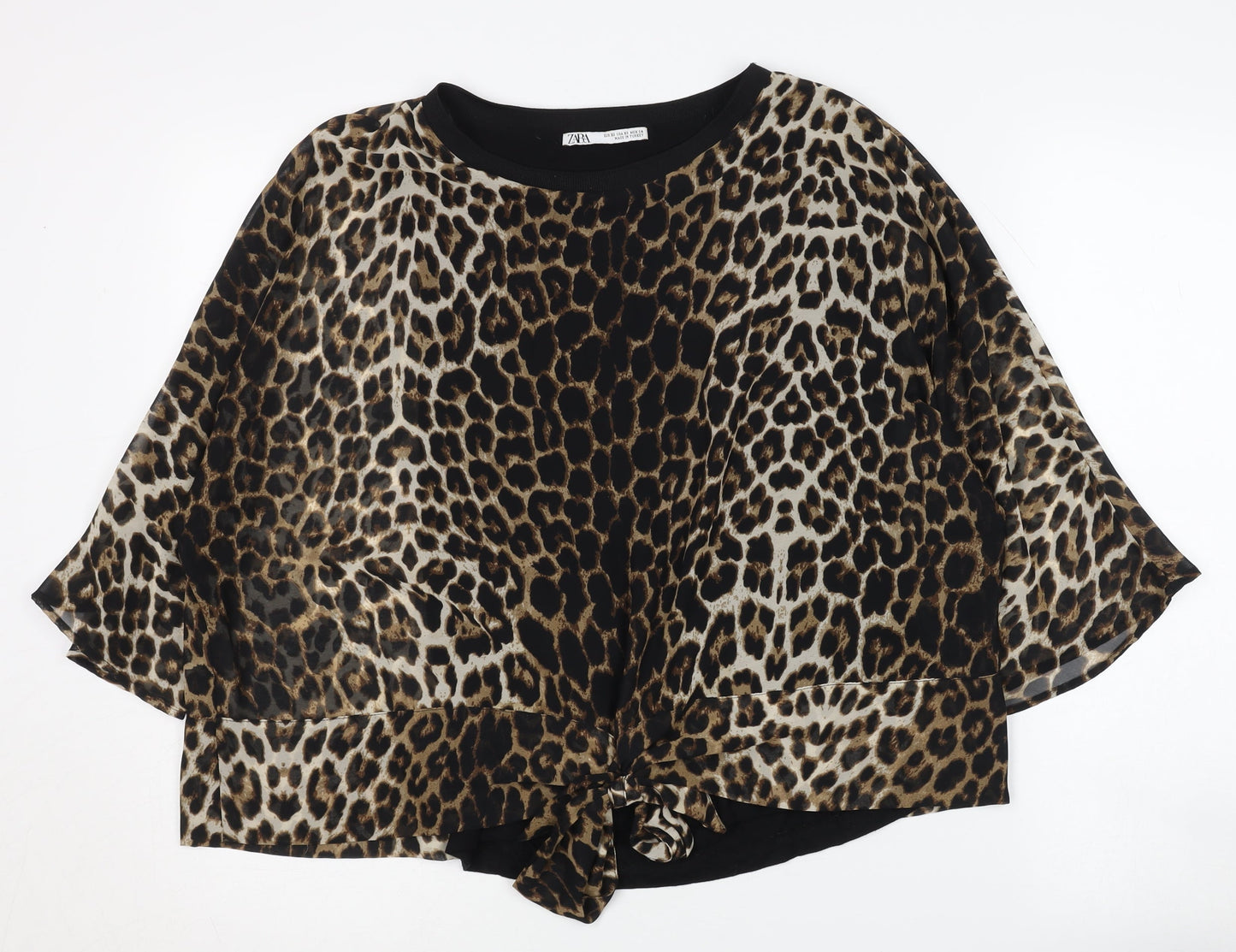 Womens UK Size XS Zara Brown Kimono Blouse