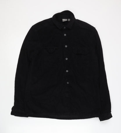 ASOS Men's Black Corduroy Button-Up Shirt XS