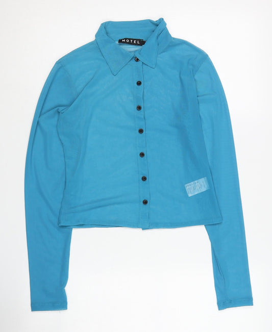 Womens UK Size M Motel Blue Basic Button-Up