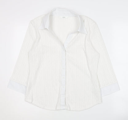 Womens UK Size 14 Marks and Spencer White Basic Button-Up