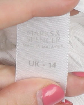 Womens UK Size 14 Marks and Spencer White Basic Button-Up