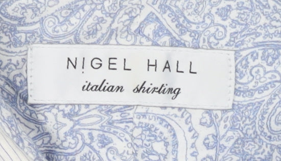 Nigel Hall Mens XL White Striped Button-Up Shirt