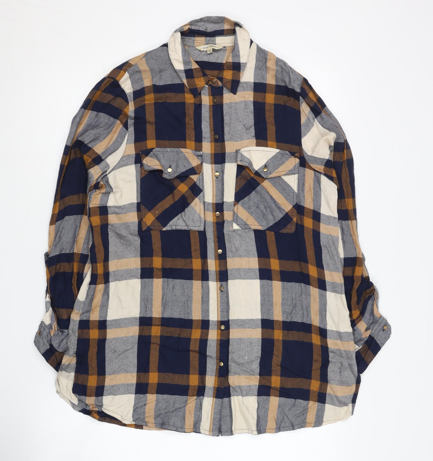 Womens UK Size 10 River Island Multicoloured Basic Button-Up