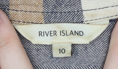 Womens UK Size 10 River Island Multicoloured Basic Button-Up