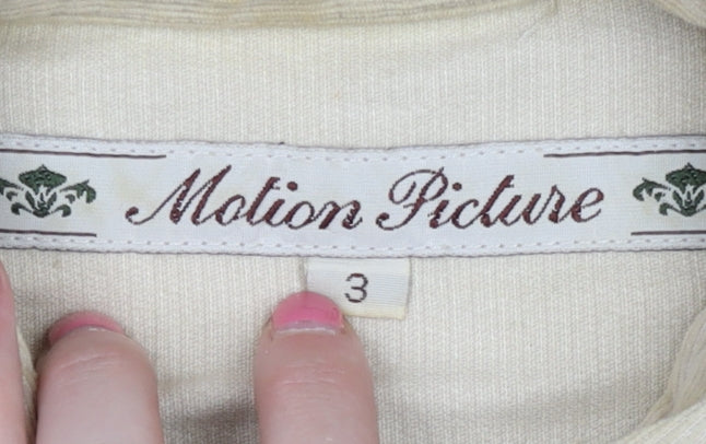 Motion Picture Women's Beige Button-Up Shirt Size 10