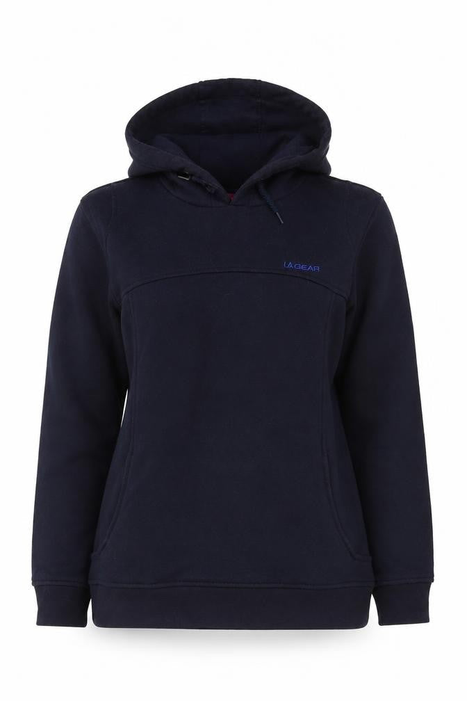 Front view of LA Gear Blue unisex hoodie, size 12, pullover