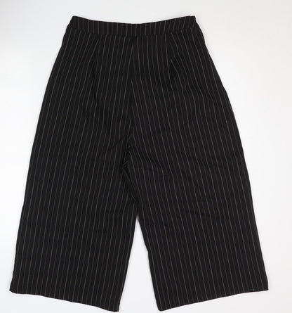 Allegra K Women's Black Striped Trousers, M, Wide-Leg