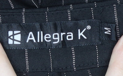 Allegra K Women's Black Striped Trousers, M, Wide-Leg
