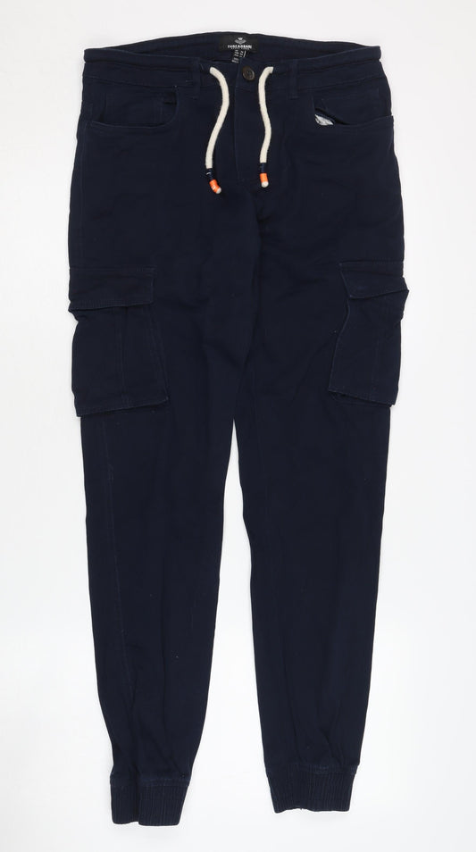 Threadbare Men's Blue Cargo Trousers Size 30