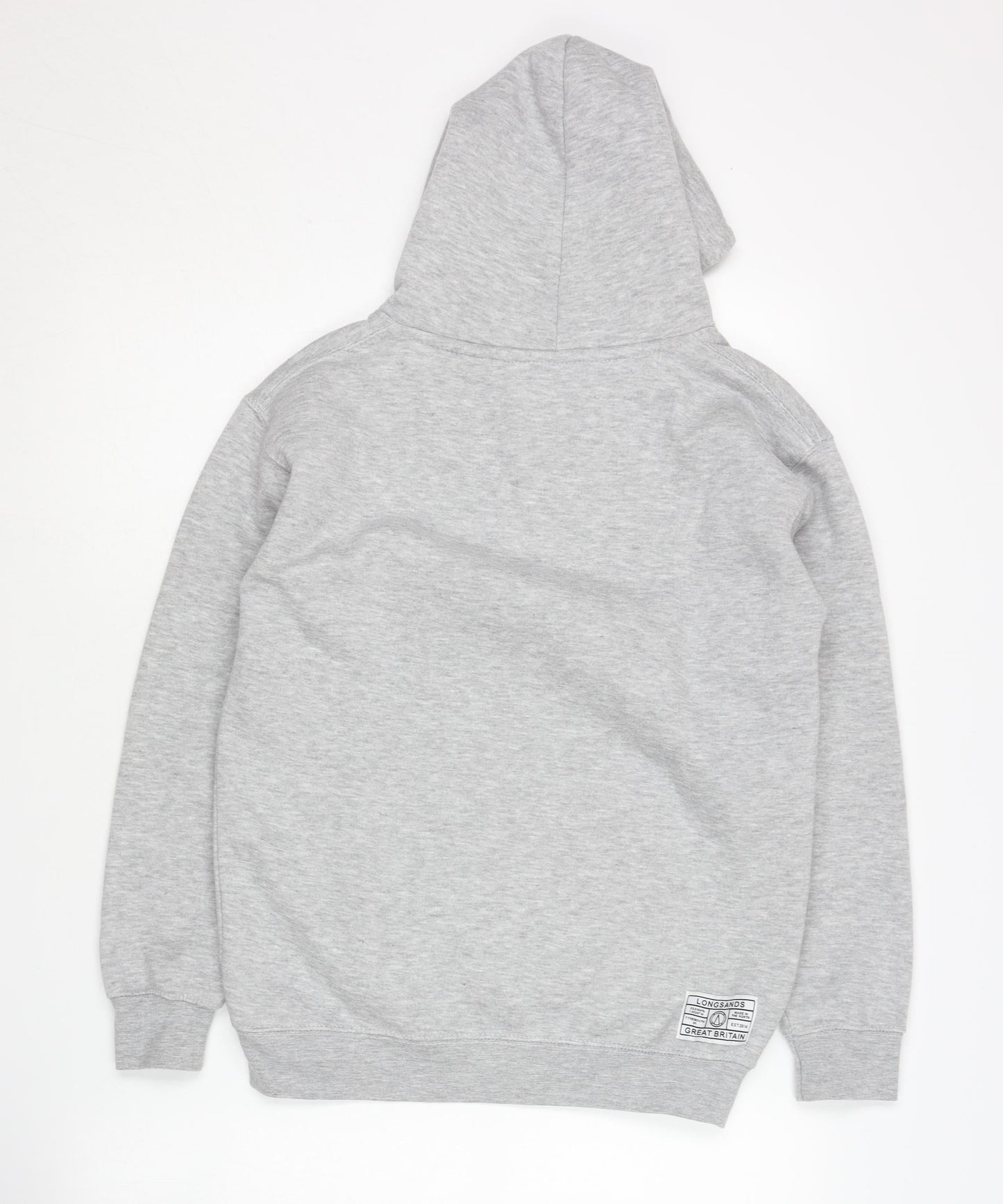 Longsands Boys' Grey Pullover Hoodie L with Logo Accents