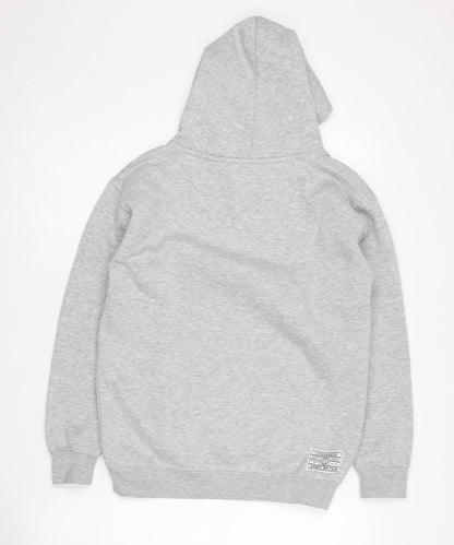 Longsands Boys' Grey Pullover Hoodie L with Logo Accents