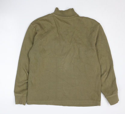 Armor Lux Men's Green Cotton Sweatshirt, S, 1/4 Zip