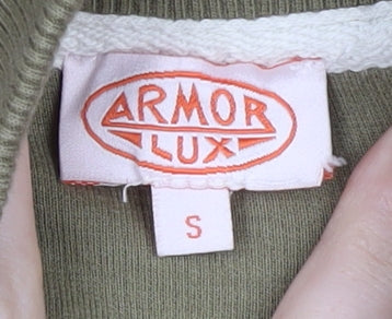 Armor Lux Men's Green Cotton Sweatshirt, S, 1/4 Zip