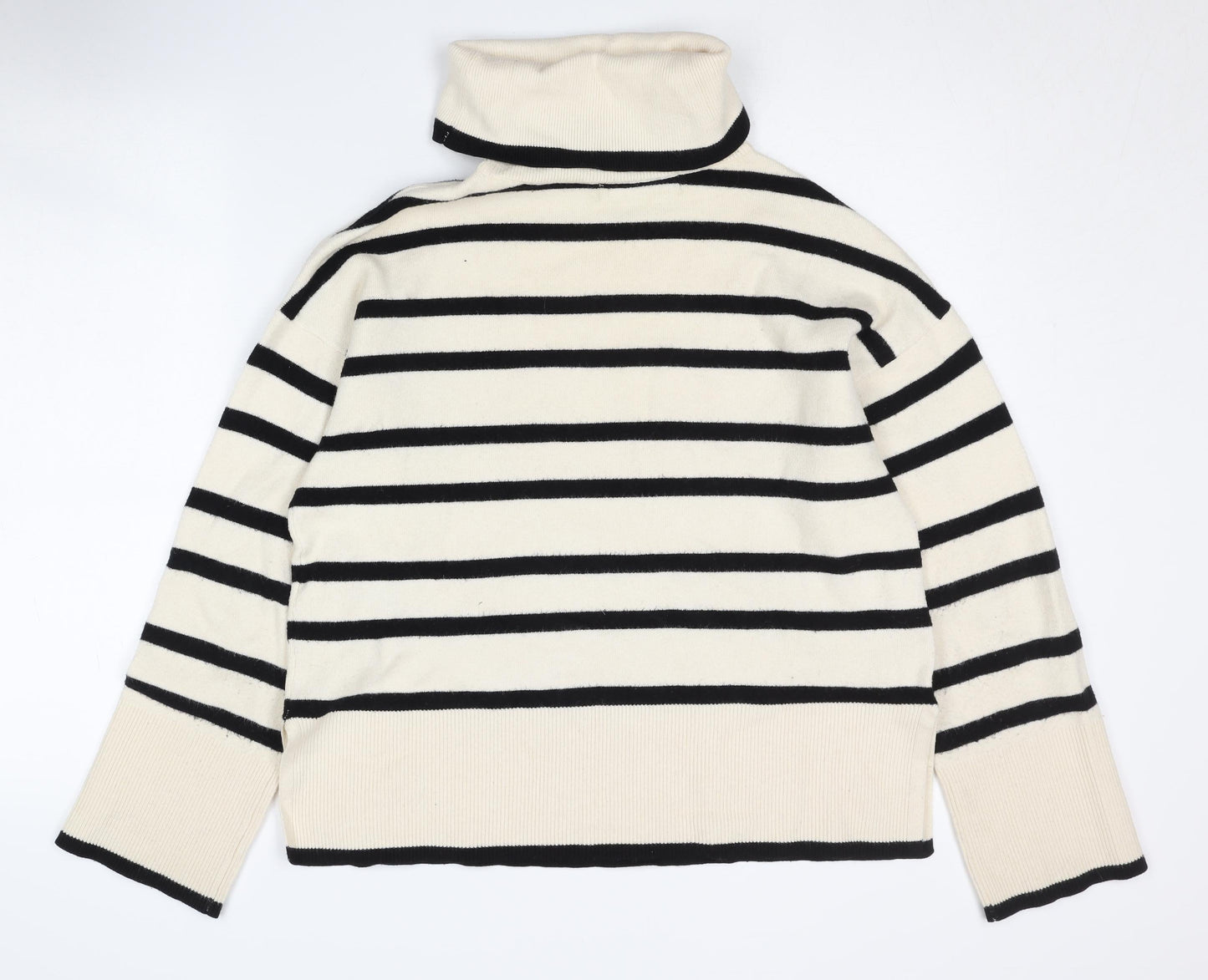 Vero Moda Women's Black Stripe Roll Neck Jumper S