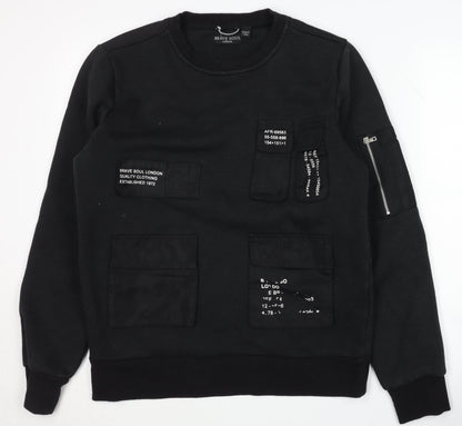 Mens UK Size M Brave Soul Black Pullover Sweatshirt