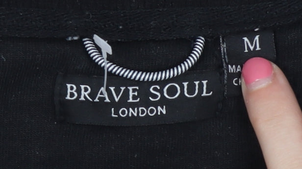 Mens UK Size M Brave Soul Black Pullover Sweatshirt