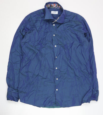 Eton Men's Blue Long Sleeve Button-Up Shirt 44