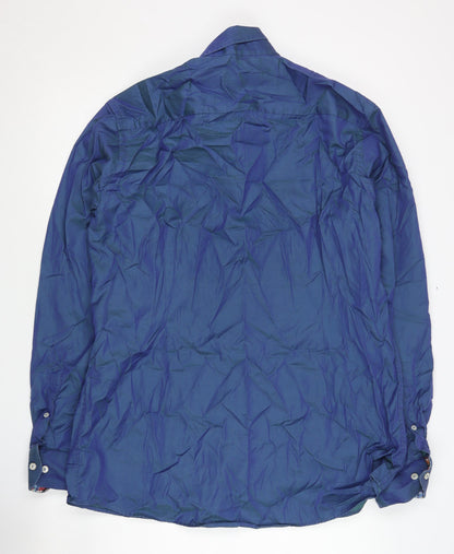 Eton Men's Blue Long Sleeve Button-Up Shirt 44