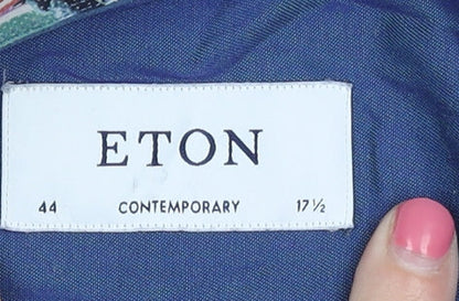 Eton Men's Blue Long Sleeve Button-Up Shirt 44