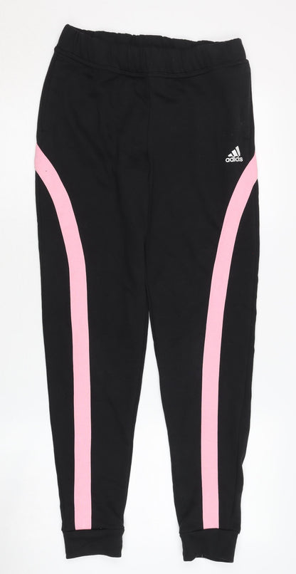 Adidas Girls Black Jogger Trousers XL Stylish Activewear