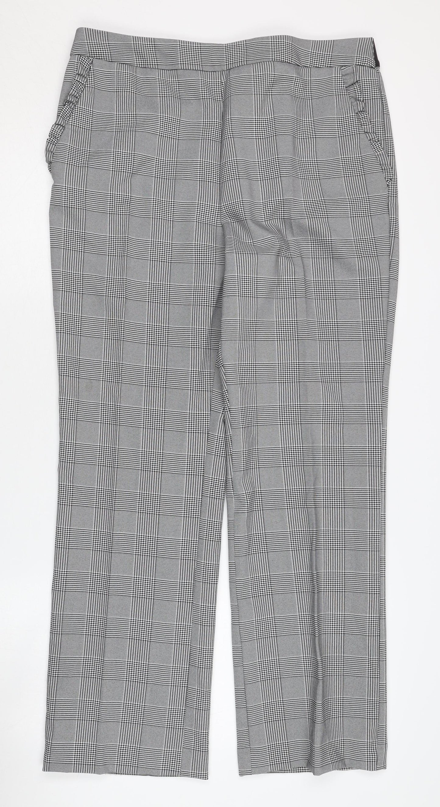 Kaleidoscope Women's Checked Trousers, Size 16, Grey