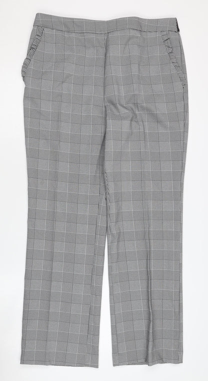 Kaleidoscope Women's Checked Trousers, Size 16, Grey