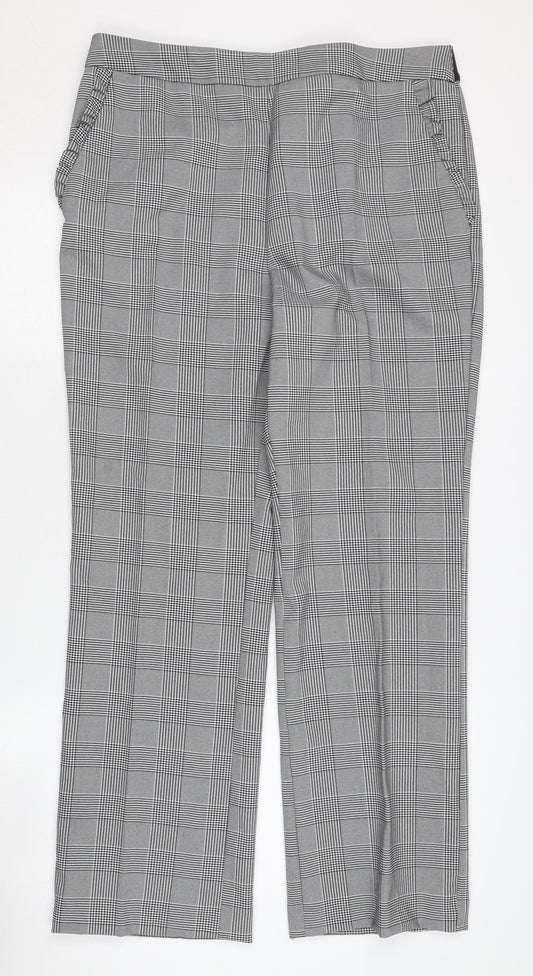Kaleidoscope Women's Checked Trousers, Size 16, Grey