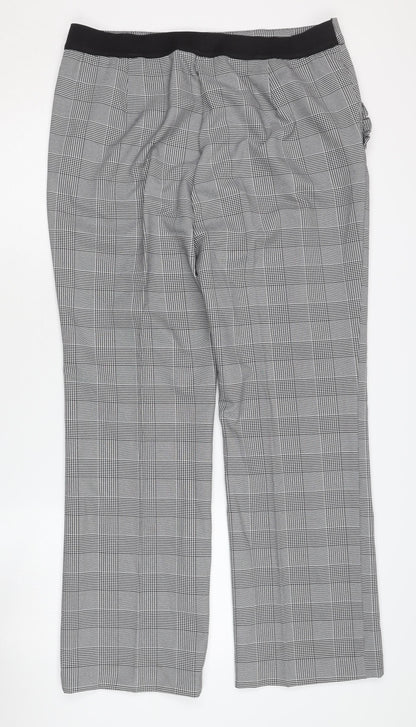 Kaleidoscope Women's Checked Trousers, Size 16, Grey