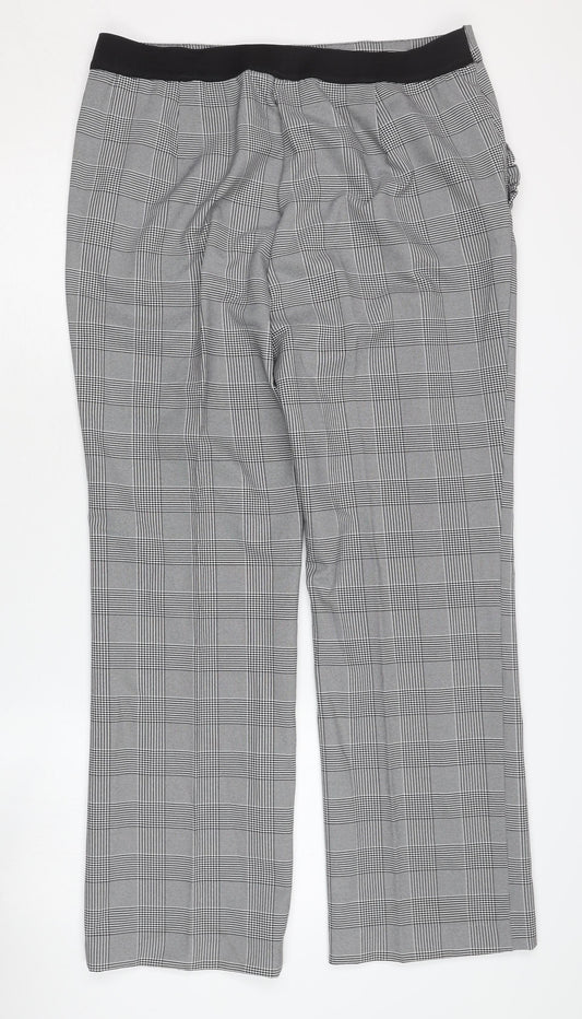 Kaleidoscope Women's Checked Trousers, Size 16, Grey