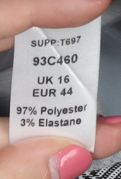 Kaleidoscope Women's Checked Trousers, Size 16, Grey