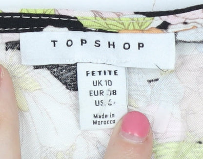Womens UK Size 10 Topshop Multicoloured Basic Blouse