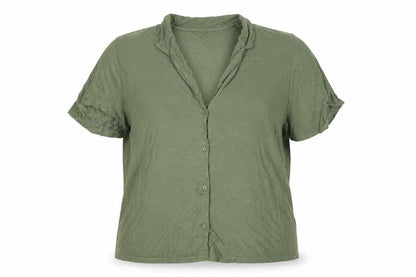 Front view of ASOS DESIGN Women's Green Viscose Shirt UK 18