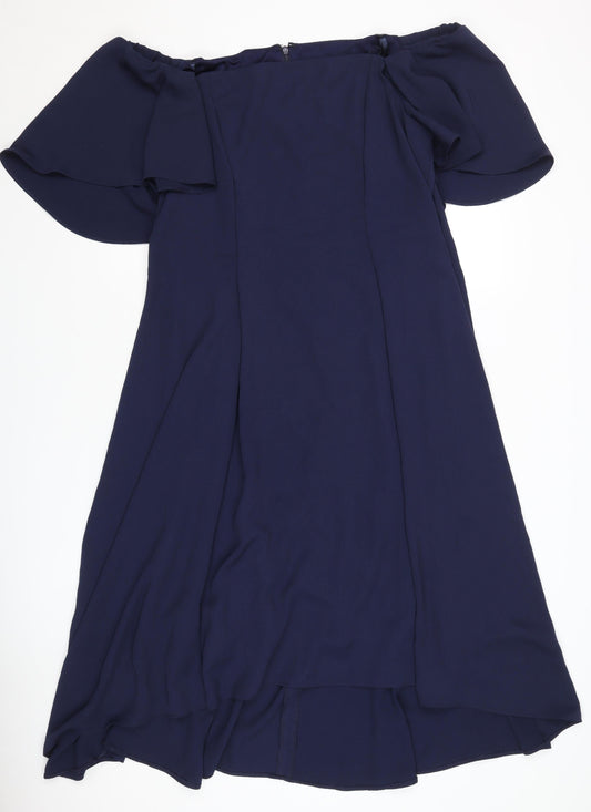 Coast Women's Blue A-Line Off-Shoulder Dress Size 18