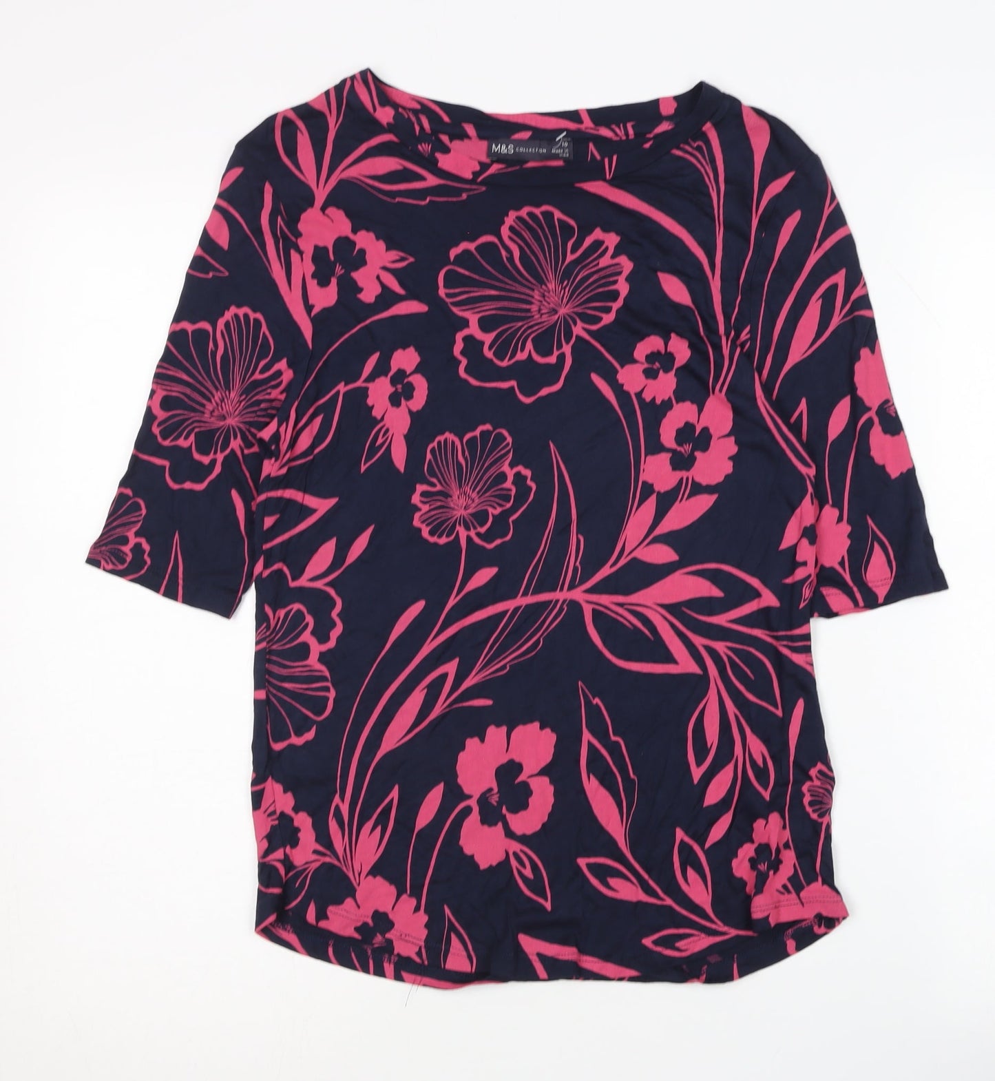 Womens UK Size 10 Marks and Spencer Multicoloured Basic T-Shirt