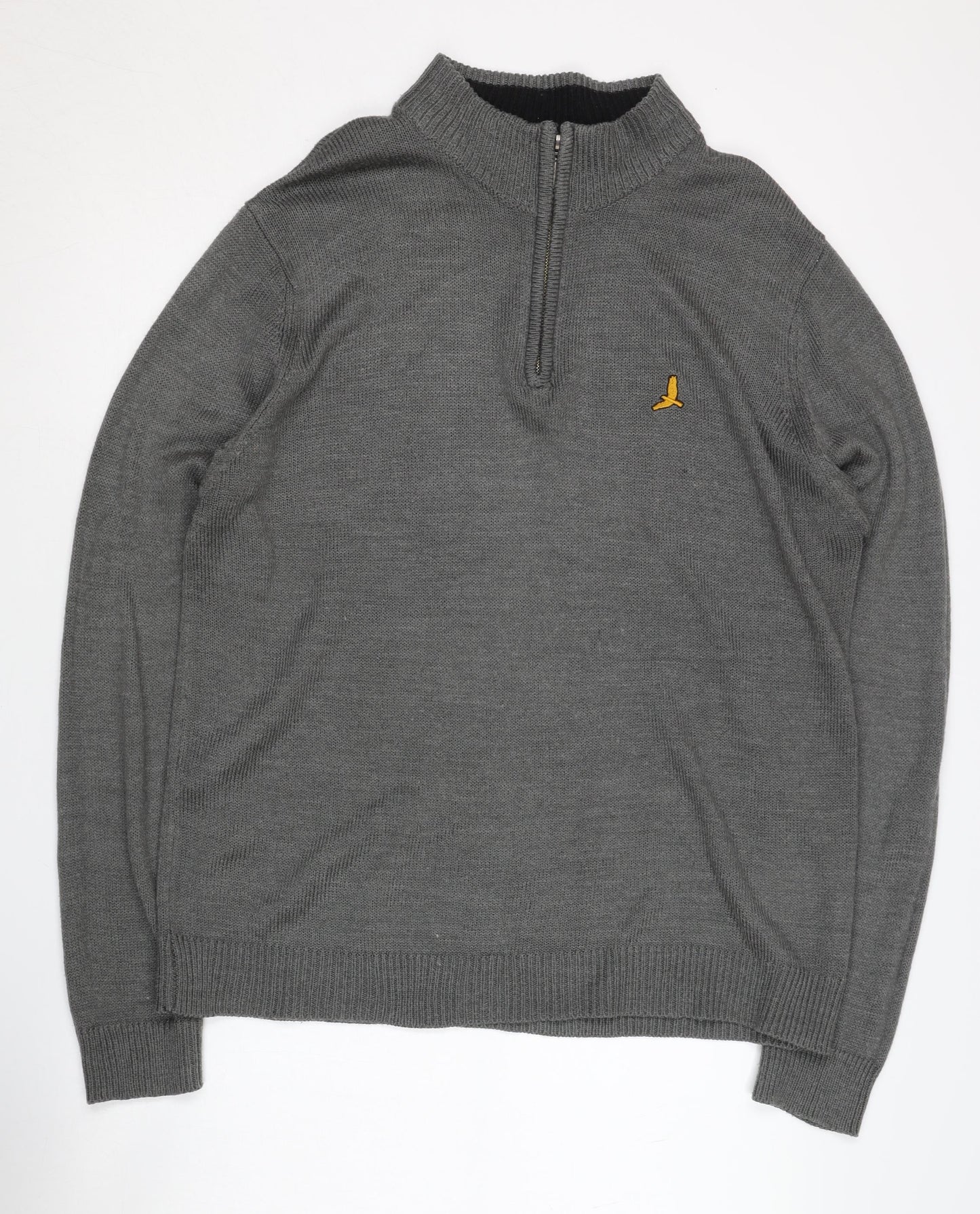 Mens UK Size L Brave Soul Grey 1/4 Zip Sweatshirt