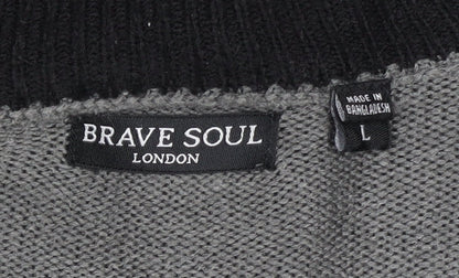 Mens UK Size L Brave Soul Grey 1/4 Zip Sweatshirt