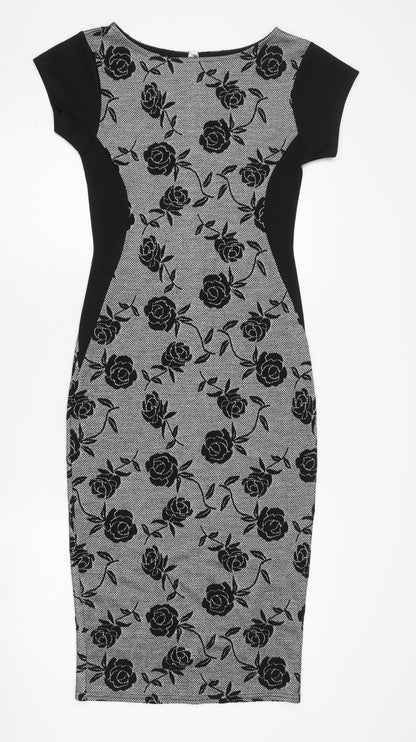 Blue Vanilla Women's Black Floral Sheath Dress