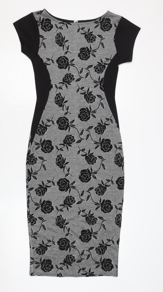 Blue Vanilla Women's Black Floral Sheath Dress