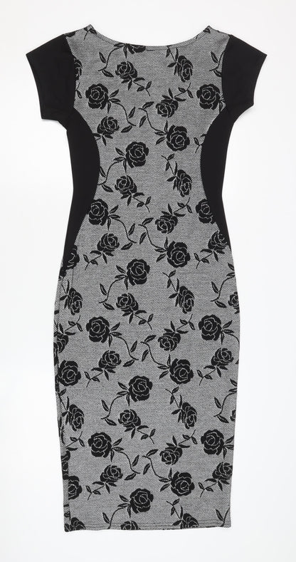 Blue Vanilla Women's Black Floral Sheath Dress