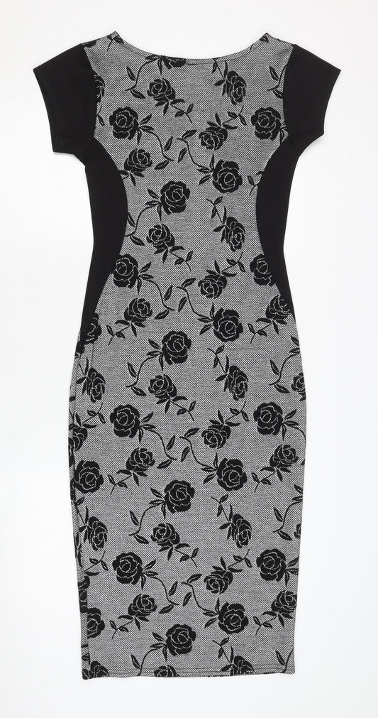 Blue Vanilla Women's Black Floral Sheath Dress