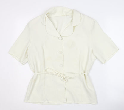 Simply Classic Women's Ivory Button-Up Blouse - Size 14