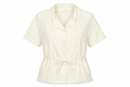 Simply Classic Women's Ivory Button-Up Blouse - Size 14